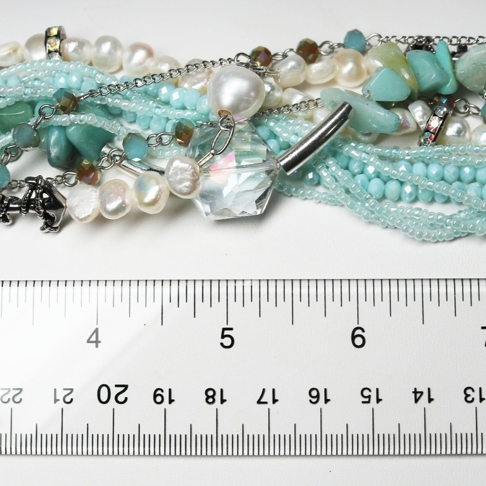 Amazonite Pearl and Crystal Handcrafted Bracelet - Picture 3 of 8